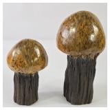 Carved Glazed Pottery Mushrooms