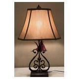 Bronzed Wrought Iron Scrollwork Lamp