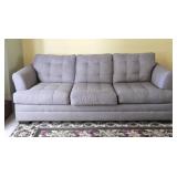 Grey Tufted Linen 3-Seat Sofa