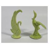 Petit Art Deco Green Glaze Swan & Stork Figurines