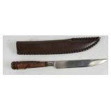 Hand Carved Wood Windlass Fixed Blade Knife