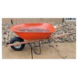 Orange Metal Garden Wheelbarrow