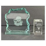 Etched Glass Hot Air Balloon Paperweight & Plaque