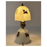Art Deco Milk Glass Scottie Terrier Dog Lamp