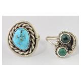 Sterling Blue & Green Turquoise Rings (4.5 & 5.5)