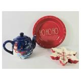 Rae Dunn, Bella Casa & Hallmark Christmas Teapot +