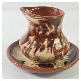 Clays In Calico Pottery Saucer & Pitcher