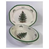 Spode Christmas Tree Platter & Bowl (2)
