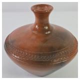 Redware Pottery Bud Vase Signed Wayne Brickey