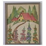 Embroidered Cottage w/ Flowers