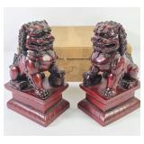 Carved Chinese Resin Foo Dog Guardian Lions
