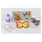 Butterfly Vase, Platters, Trinket Boxes & Mugs (7)