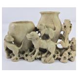 Chinese Soapstone Dog Carving Vase
