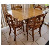 Drop Leaf Dining Table w/ Cane Seat Chairs (5)