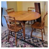Round Drop Leaf Table w/ Scroll Back Chairs (5)