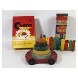 Vintage Cootie Game, Jr. Tinker Toys, Xylophone +