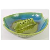 MCM Green Drip Glaze Ceramic Ashtray