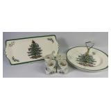 Spode Christmas Tree Platters & Napkin Rings (10)