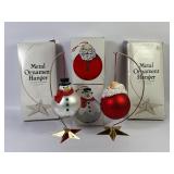 Dept. 56 Mercury Glass Santa & Snowman Ornaments