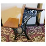 Antique Wood & Wrought Iron School Desk