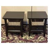 Traditional Wood Side Tables w/ Basket Shelves