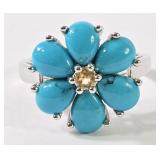 Sterling & Turquoise Flower Ring (7)