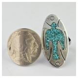 Sterling Turquoise Inlay & Buffalo Nickel Ring