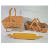 Longaberger Gathering Baskets & Rolling Pin