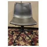 Blue Leather Swivel Office Chair