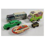 Greyhound Bus, Camper, Boat+ Metal Toy Cars+ (5)