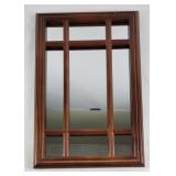 Window Pane Style Mahogany Wood Frame Mirror