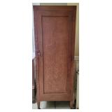Antique Tiger Oak Wood Wardrobe Cabinet