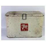 7-UP White & Red Progress Co. Metal Cooler
