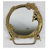 Art Nouveau Style Brass Lady Of The Lake Mirror