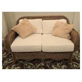 Rattan & Wicker Loveseat w/ Cushions
