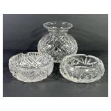 Cut Crystal Vase & Ashtrays