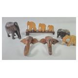 Wood Carved & Hand-Painted Elephants Sculptures