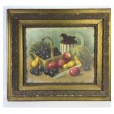 Antique Fruit & Pitcher Still Life Lithograph