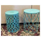 Teal Round Metal Accent Tables