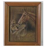 Embossed Horse & Dog Print