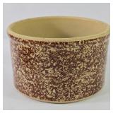 Vintage Brown Spongeware Pottery Kitchen Crock
