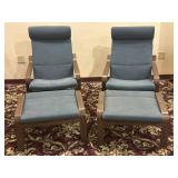 IKEA Poang Brown & Blue Armchairs & Ottomans