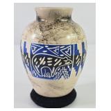 Navajo Carved Bear Pottery  Jar Signed T.C Dineh