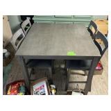 TALL TABLE W 4 CHAIRS, 36'H X 42'W X 42'D