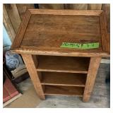OAK SIDE TABLE W 3 SHELVES 27' X 20' X 15'