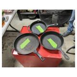 CAST IRON SKILLETS X3 10"-9"-8"
