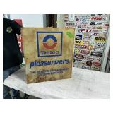 DELCO PLEASURIZERS SHOCK ADVRT. 28" X 24" CABINET.