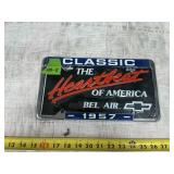 HEARTBEAT-BELAIR-1957 PLATE+ HOLDER 12" X 6.5"