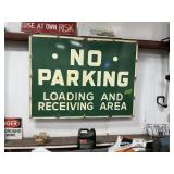 NO PARKING SIGN, VINTAGE PORCELAIN 36"TX48"W SINGL