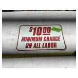 LABOR CHARGE SIGN, 18" X 12"